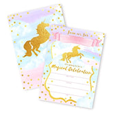 Magical Unicorn 12 Large Invitations - 12 Invitations + 12 Envelopes - Double Sided