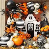 131Pc Halloween Balloon Arch Kit β Orange White Black with Eyeball & Bat Decor