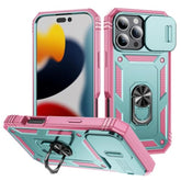 Case Compatible With Iphone 16 Pro Max, Shockproof Impact Resistant With Slide Lens Protective Cover Case For Iphone 16 Pro Max 6.9 Inch (Pink Green)