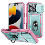 Case Compatible With Iphone 16 Pro Max, Shockproof Impact Resistant With Slide Lens Protective Cover Case For Iphone 16 Pro Max 6.9 Inch (Pink Green)