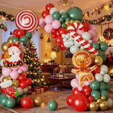 Christmas Balloon Arch Kit Pink Green, 108 Pcs Gingerbread Decorations