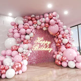 Pink Balloon Garland Kit 140pcs Pastel, Metallic & Confetti Balloons for Party Decorations