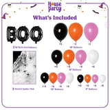 80Pc Halloween Balloon Arch Kit – Garland with BOO Foil Balloon & Spider Web