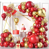 Red Gold Balloons Arch Garland Kit, 113Pcs 18/12/10/5 Inch Different Shades Dark Helium Metallic Confetti For Valentines Wedding Birthday Anniversary Party Decorations