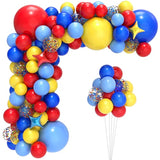 Carnival Balloon Arch Kit With 123Pcs Red Blue Yellow Rainbow Latex Confetti Balloons For Birthday Party Decorations