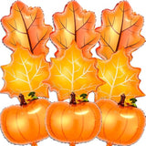 Thanksgiving Balloons 8Pcs Fall Leaf Pumpkin Turkey Balloons for Friendsgiving Party Decor
