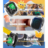 2 Pack Case For Verizon Gizmo Watch 3 Adventure Screen Protector Case For Kids, Hd Tempered Glass Cover, Thin Hard Pc Full Protection Case - Clear (Not For Verizon Gizmo Watch 3)