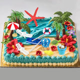 Beach Cake Decorations, 15 Pieces Chair Umbrella Palm Tree Summer Ocean Cake Toppers, Tropical Hawaiian Aloha Luau Theme Decorations For Birthday Baby Shower Wedding Pool Party Decorations Supplies