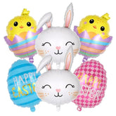 Easter Balloons Set, 6 Pcs Foil Bunny Egg Chicken Balloons, Rabbit Head Mylar Balloon For Birthday Easter Spring Theme Party Decoration (6 Pcs Bunny Egg Chicken Set)