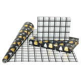 American Greetings Reversible Christmas Foil Wrapping Paper, Black and Gold, Plaid, Trees and Reindeer (4 Pack, 30", 80 sq. ft.)