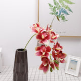 Artificial Orchid Flowers 3D Faux Cymbidium Flowers 10 Heads Silk Artificial Flowers Outdoor Fake Flowers Green Shrubs Plants For Wedding Home Decoration Festive Furnishing (2Pcs,Dark Pink)