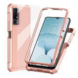 For Tcl 40T Case, Lively Jitterbug Smart 4 Case With Screen Protector, Dual Layer Protection, Shockproof Corner Tpu Bumper, Heavy Duty Silicone Phone Cover For Tcl 505/Tcl 40Xl-Rose Gold