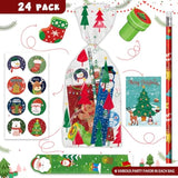 Christmas Party Favors For Kids, 168 Pcs 24-Pack Stationery Set For Stocking Stuffers, Themed Classroom Gift Exchange, Carnival Events, Class Reward Gifts And Prizes