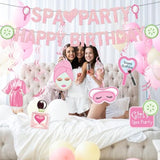 Spa Party Happy Birthday Banner Spa Birthday Party Supplies For Girls Women With Spa Birthday Banner Hanging Ceiling For Sleepovers Slumber Makeup Parties
