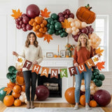 Fall Thanksgiving Balloon Arch Kit Sage Green Red Orange with Maple Leaf for Baby Shower