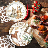 180Pcs Cowboy Party Supplies Serve 60, Western Party Paper Plates And Napkins Kit For Wild West Cowboy Rodeo Birthday Baby Shower Party Decorations, Includes Dinner Plates, Dessert Plates, Napkins