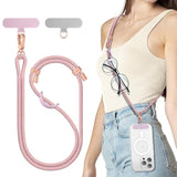 Phone Lanyard Crossbody, Adjustable Cell Phone Lanyard With 2 Pack Phone Tether Tab, Two-Color Braided Phone Strap With Carabiner, Pink & Purple