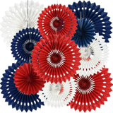 Red White Blue Hanging Honeycomb Round Paper Fans Decoration Patriotic Theme Tissue Paper Fan Garland For Baby Shower Kid Birthday Graduation Wedding Party Supplies?11Packs?