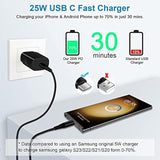 25W Super Fast Type C Charger Usb C Charging Block For Samsung Galaxy A17 A36 A15 A16 5G A54 A35 S25 Ultra S25+ S24 Fe S23 Ultra S22 S21 Z Flip 7 Fold 7,Wall Plug Box+6Ft C Andriod Phone Charger Cable