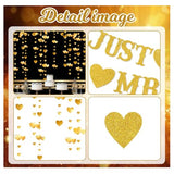 Just Married Party Decorations, Gold Glitter Just Married Mr & Mrs Banner with Heart Garland for Bridal Shower Engagement Wedding Party Decorations Supplies