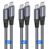 Usb C To Usb C Cable 6Ft 60W, 3Pack Usb C Cable, Pd Type C Charging Cable Fast Charging Compatible With Iphone 15, Macbook Pro, Ipad Pro, Galaxy S20 And Other Usb C Charger