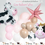 Pink Cow Balloon Garland Kit Cow Print And Pastel Pink White Tan Cowgirl Balloons For Girl My First Rodeo Birthday Party Decorations Holy Cow Im One Supplies