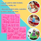 2Pcs Christmas Fondant Molds Nativity Silicone Moulds Night Of Birth Resin Baking Molds Jesus' Birth Theme Cake Decorating Molds For Xmas Handmade Diy Candy Chocolate Cookie Sugarcraft