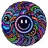 50Pcs Smiling Neon Stickers, Cute Water Bottle Stickers For Kids, For Teaching Rewards, Notebooks, Stationery, Luggage, Cartoon Pvc Happy Stickers
