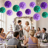 Purple Tissue Paper Pom Poms Flowers for Little Mermaid Theme Birthday Decorations Lavender Girl Teal Party Decorations