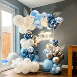 Blue and White Balloons 12 Inch Latex Metallic Confetti Helium Balloons Party Decor