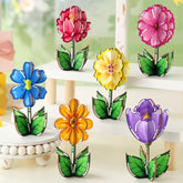 12 Pcs Spring Flower Wood Signs Retro 3D Flowers Table Decoration Rustic Farmhouse Table Centerpiece Floral Block Tabletop Signs For Spring Home Tiered Tray Decor
