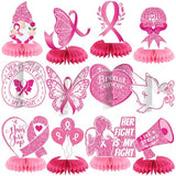 12 Pieces Breast Cancer Awareness Table Decoration Honeycomb
