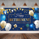 Retirement Party Decoration, 73x43'' Retirement Banner, Blue Gold