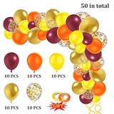 Fall Balloons 50Pcs 12Inch Burgundy Orange Yellow Gold Confetti Balloons for Autumn Party Decor