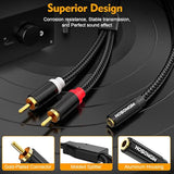 3.5Mm (1/8 Inch) To Rca Adapter Stereo Audio Cable 2 Pack - Short 3.5Mm Trs Fe