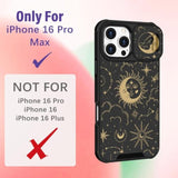 For Iphone 16 Pro Max Case - Women Girls Cute Phone Cover Girly Pretty Aesthetic Stars Sun Moon Unique Design With Camera Cover And Ring Stand Funda For Apple 16 Pro Max