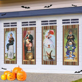 4PCS Haunted Mansion Stretching Portraits Vinyl Halloween Wall Art Decorations