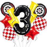 Race Car Birthday Decorations – 40" Lightning Bolt & Number 3 Foil Balloons
