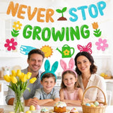 Spring Never Stop Growing Banner - Inspirational Classroom Decorations For Teachers, Office & Home Wall Decor, Pre-Strung Motivational Sign For Growth Party, Indoor Outdoor Backdrop