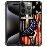 Compatible With Iphone 16 Pro Case,All-Round Protection Shockproof Anti-Scratches Tpu Cover,Cases For Man Woman-Wooden Cross Power American Flag