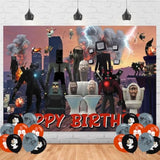5x3' Toilet Man Birthday Party Backdrop Banner Skibidi Photography & Photo Props