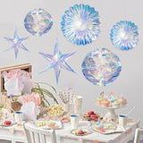 Iridescent Decorations With Hanging Honeycomb Ball Fan Snowflake Garlands Birthday Wedding Frozen Theme Children'S Party Supplies Christmas Disco Party
