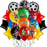 48 Pcs Dirt Bike Balloons Party Decorations Motocross Race Car Theme Checkered Flag Helmet Wheel Tire Foil Balloon Birthday Party Decor For Girl Boy Dirt Bike Sports Racing Party Supplies