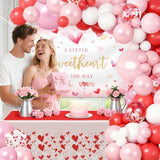 Valentine'S Day Baby Shower Decorations, Pink Sweetheart Balloons Garland Arch Kit, Valentines Love Baby Shower Party Supplies 174Pcs With Baby Girl Shower Backdrop And Heart Table Cloth
