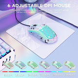 M5 Rgb Lightweight Wired Gaming Mouse With 12000 Dpi 6 Programmed Buttons,65G Honeycomb Shell,Ultralight Ultraweave Cable,Pixart 3325 Optical Sensor Gamer Mice(Green)