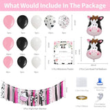 Holy Cow I'M One Birthday Decorations Girl - Farm Cow Theme First Birthday Party Supplies, Balloon Boxes, Backdrop, Banner, Balloon Arch, Highchair Banner