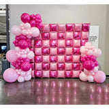 197pcs Hot Pink Square Foil Balloons & Garland Kit for Party Decorations