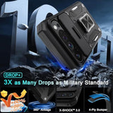 Case For Google Pixel 9 Pro Xl With Slide Camera Cover+Screen Protector(1 Pack), Rotated Ring Kickstand Military Grade Shockproof Protective Cover-Black