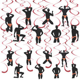 30Pcs Bachelorette Party Hanging Swirls Decorations, Rose Gold Male Dancer Hen Party Supplies, Bridal Shower Dirty & Naughty Bachelorette Party Decor For Women