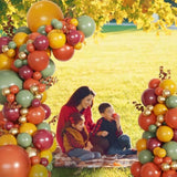 139Pcs Fall Balloon Arch Kit Orange Maroon Green Yellow Gold for Thanksgiving Party